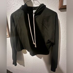H&M Dark Green Cropped Hoodie